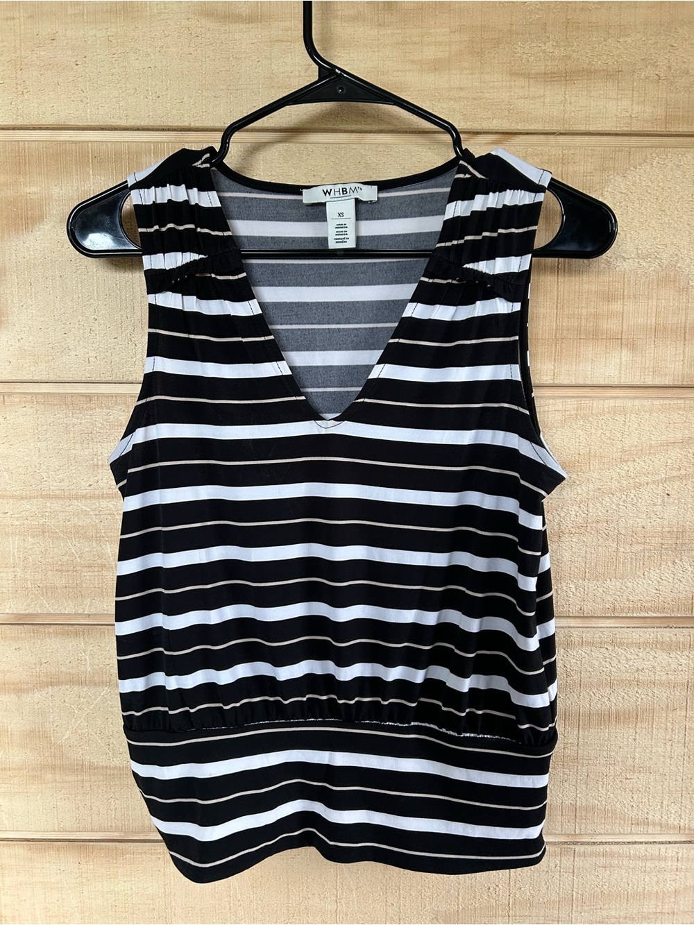 White House Black Market Black & White Striped V-Neck Tank Size XS